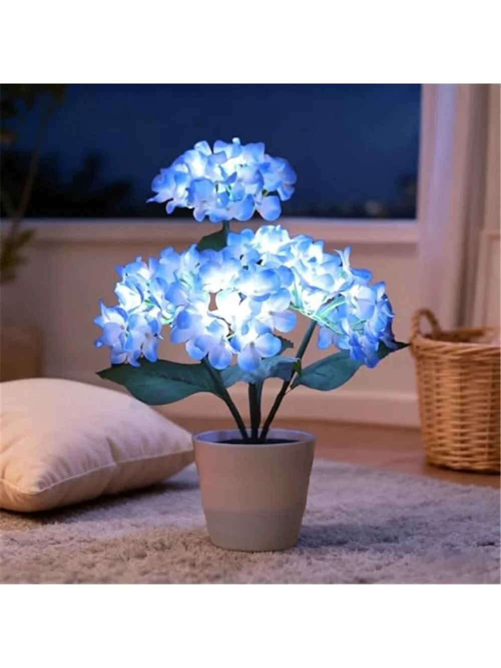 Blue hydrangea LED flower lamp battery operated night light home decor gift